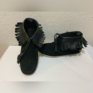 Rag & Bone Ghita black fringe moccasin (US 8/38)